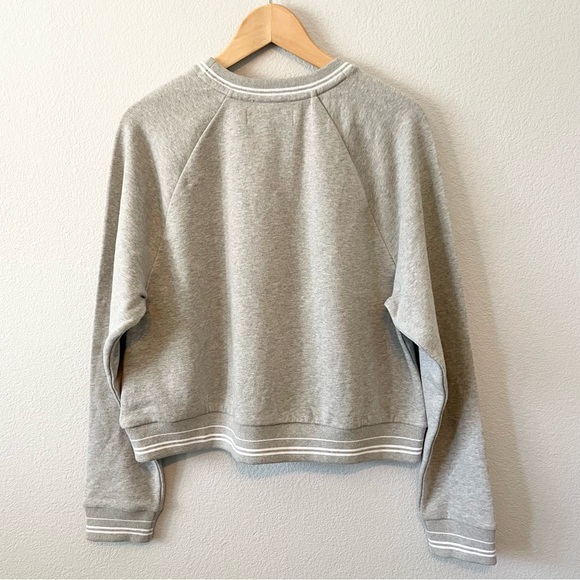 Superdry Grey and White Mock Neck Cropped Crew Sweatshirt - Picture 6 of 6